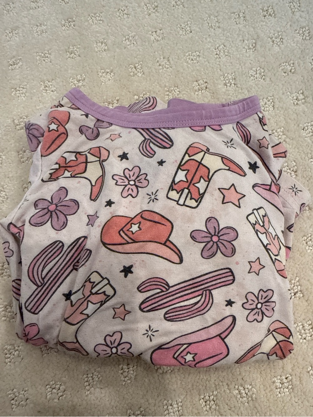 Caden Lane Bamboo Pajama Set 3T Pink Cowgirl Western Boots Hats Cactus